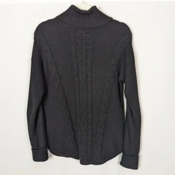 L.L. Bean Cable Knit Black Turtleneck Sweater with Long Sleeves - Picture 6 of 6
